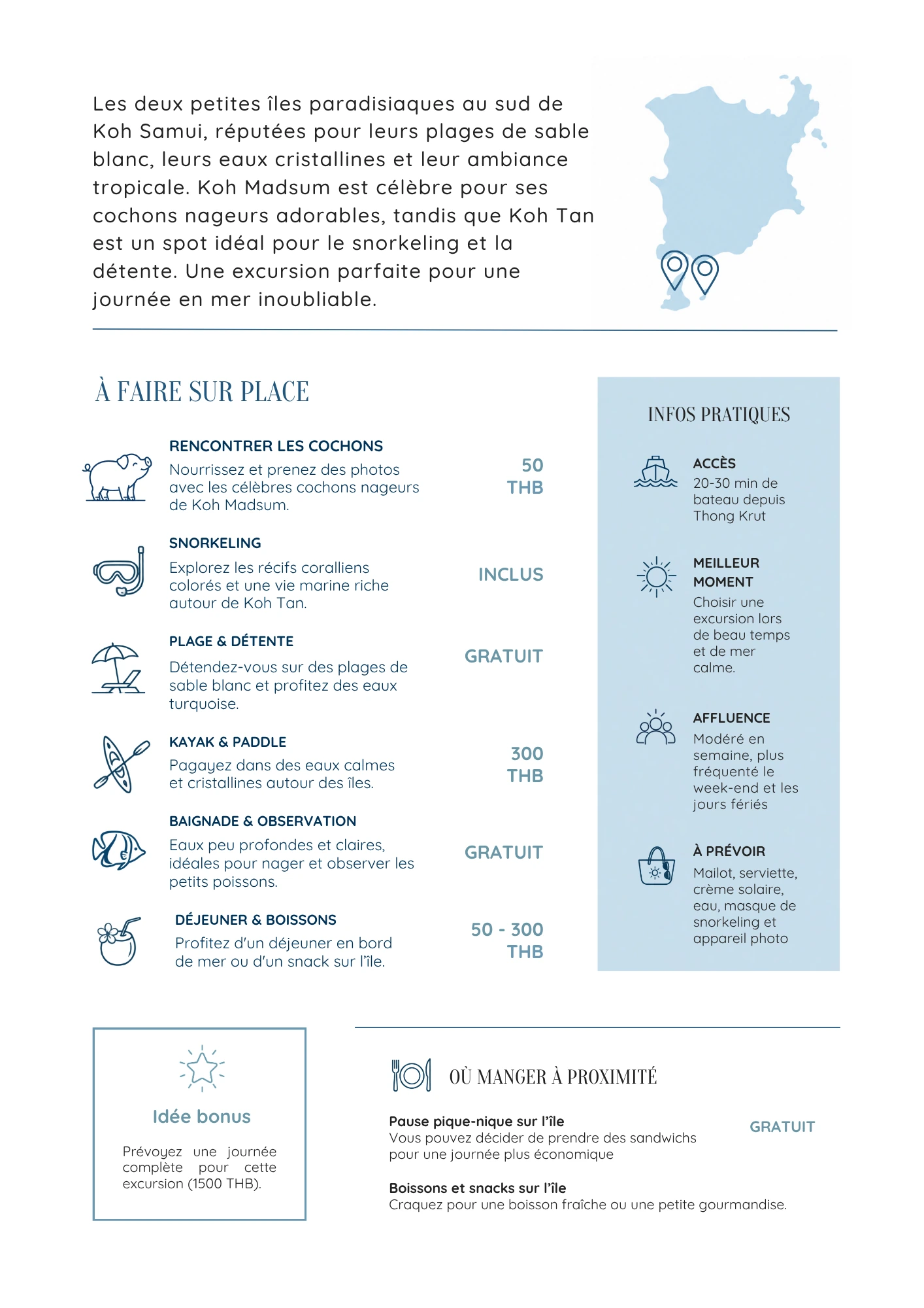 Guide Koh Samui — Koh Madsum & Koh Tan — informations pratiques